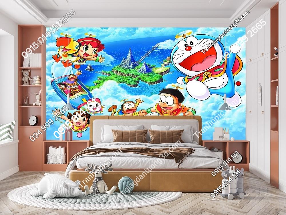 Tranh dán tường 3D nhân vật Doreamon