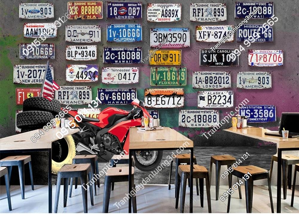 Tranh dán tường biển số xe kiểu Mỹ 24818532