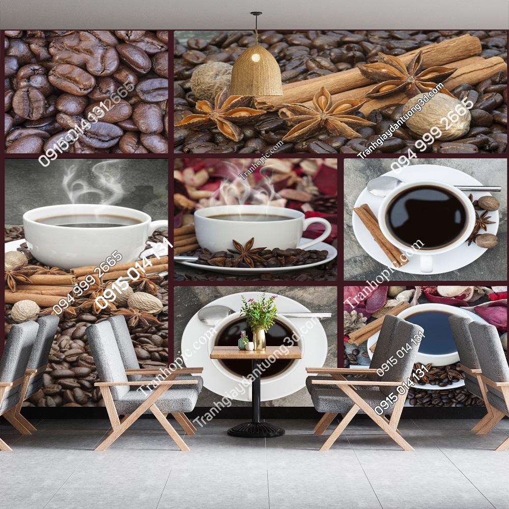 Tranh dán tường hàng quán cafe đẹp độc đáo 2565
