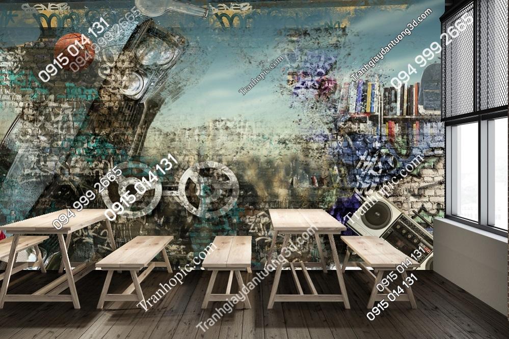 Tranh dán tường họa tiết graffiti 411384508
