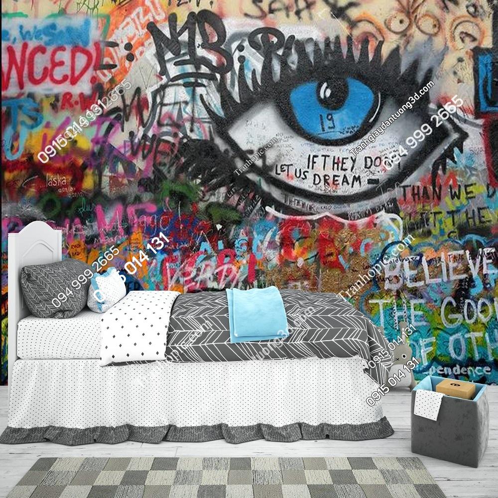 Tranh dán tường kiểu grafity họa tiết con mắt 23696056
