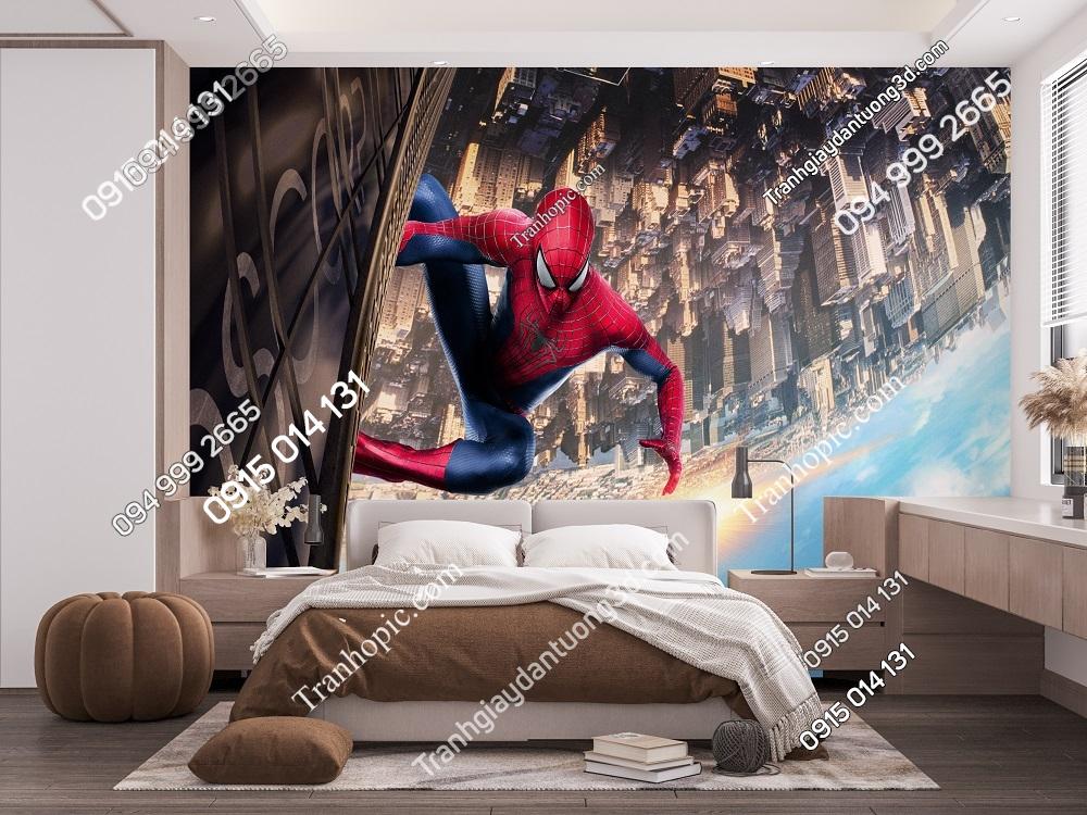 Tranh dán tường người 3D nhện Spider Man dán phòng bé 496034