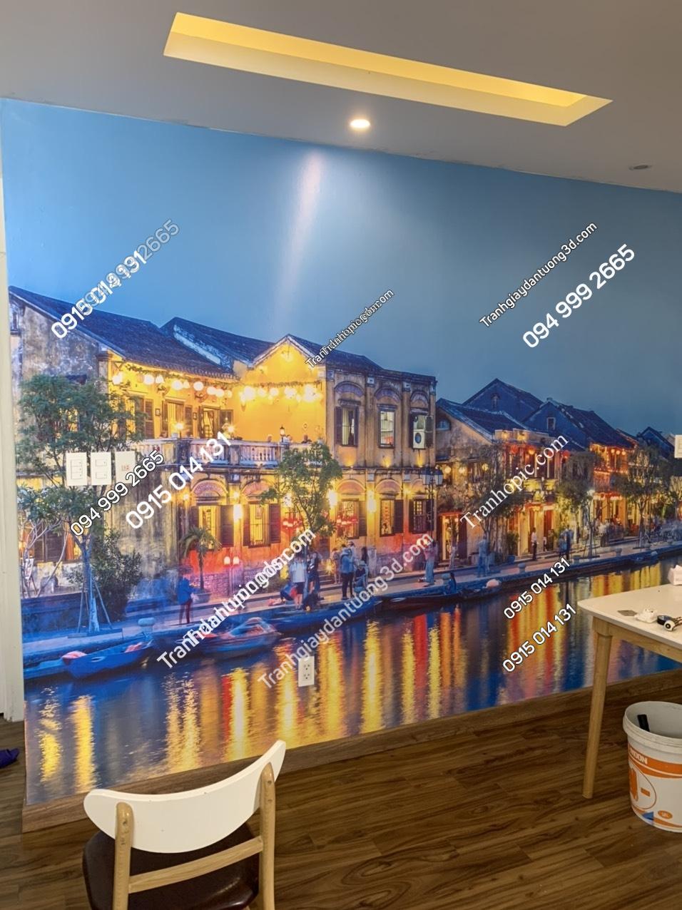 Tranh dán tường phong cảnh Hội An phòng ăn