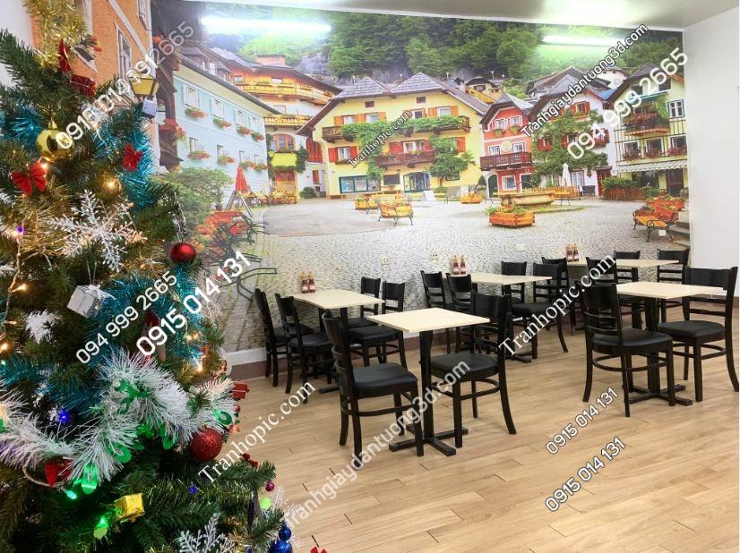 Tranh dán tường quán ăn vặt đẹp