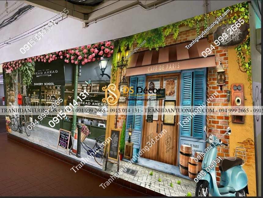 Tranh dán tường quán cafe trà sữa