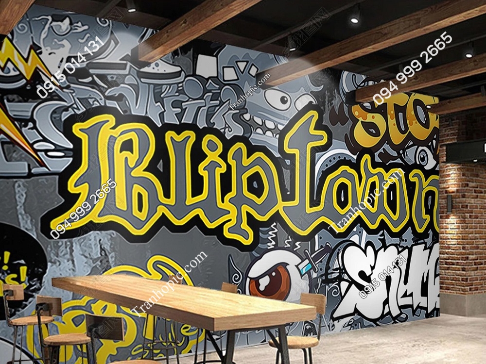 Tranh tường Blip town nền tối màu 29022234