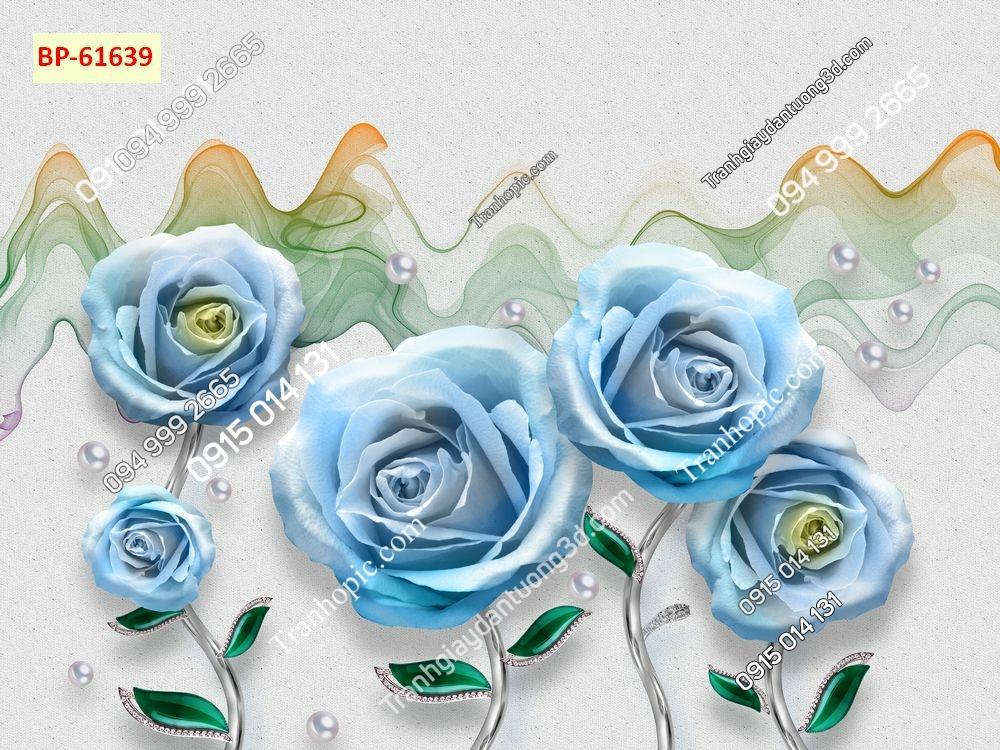 Tranh hoa 3D giả ngọc màu tím