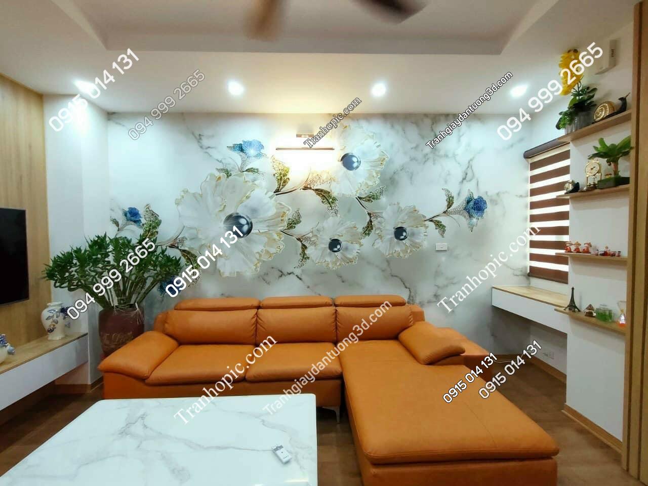Tranh 5D hoa giả ngọc phòng khách