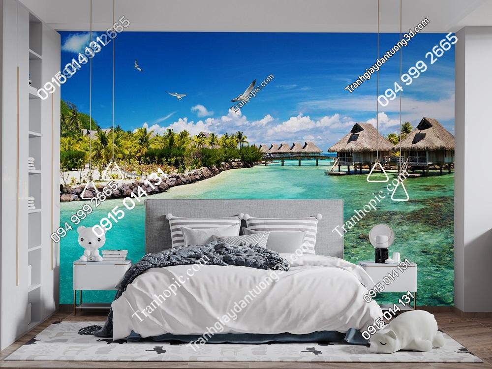 Tranh bờ biển tuyệt đẹp dán đầu giường 56598