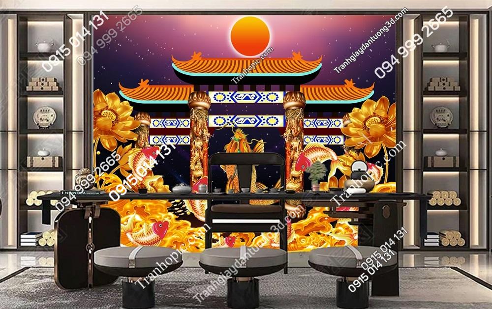 Tranh cá chép vượt vũ môn hóa rồng 33880