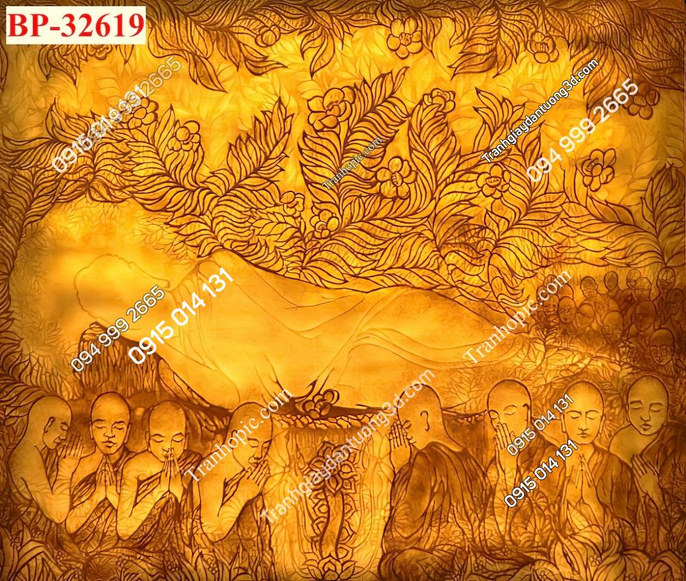 Tranh dán tường 3D trúc chỉ phòng thờ 32619