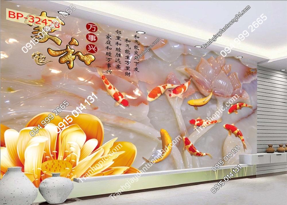 Tranh dán tường cá chép giả ngọc 32478