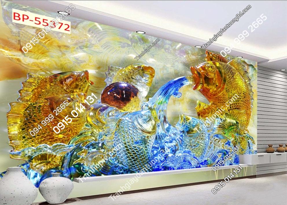 Tranh dán tường cá chép thủy tinh 55372
