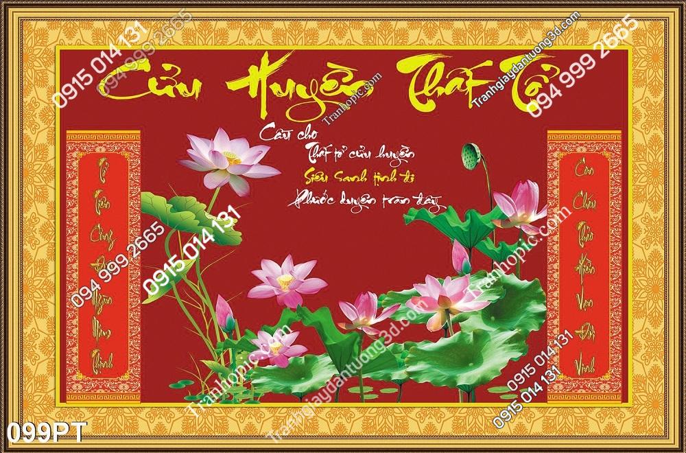 Tranh dán tường cửu huyền thất tổ dán phòng thờ