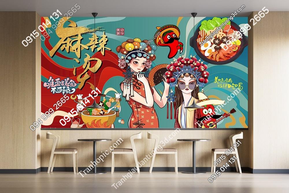 Tranh dán tường kiểu trung hoa dán quán ăn 30220411234058203102