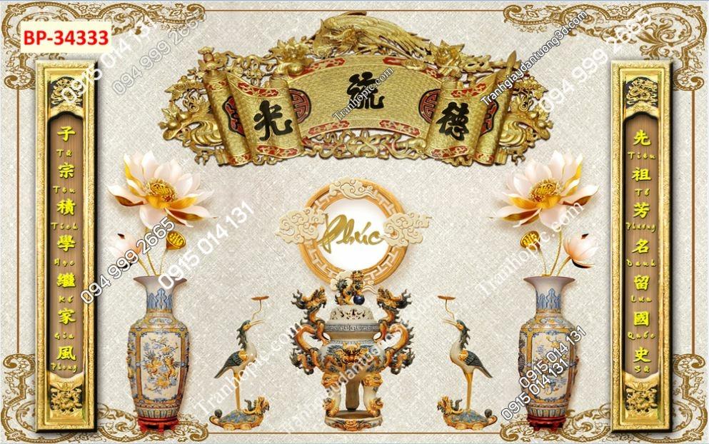 Tranh dán tường phòng thờ mã 34333