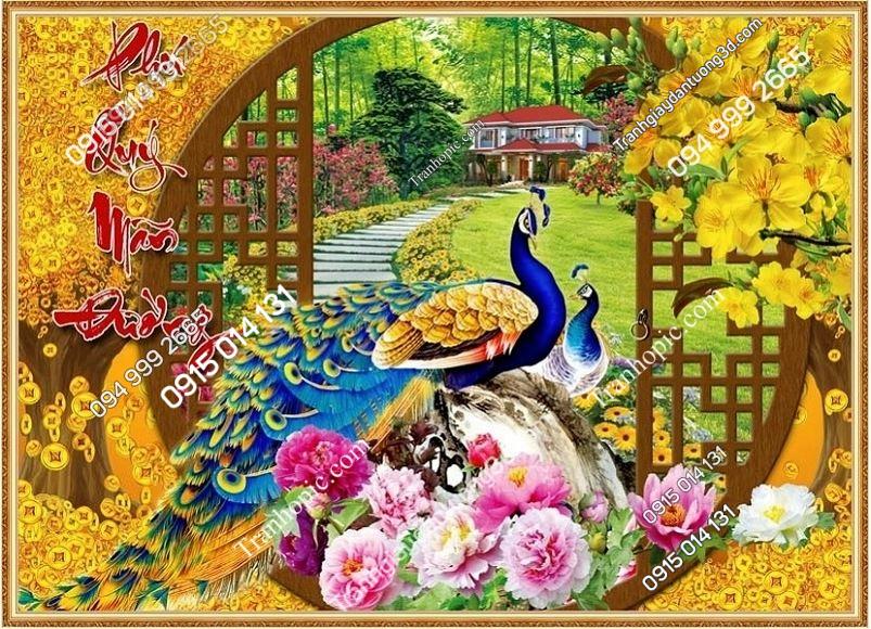 Tranh dán tường phu thê viên mãn phòng ngủ vợ chồng 110