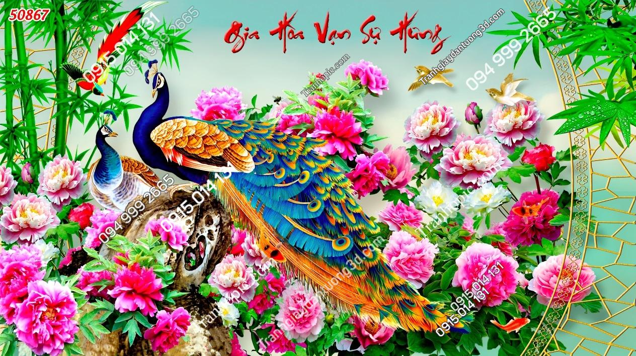 Tranh dán tường phu thê viên mãn phòng ngủ vợ chồng 50867