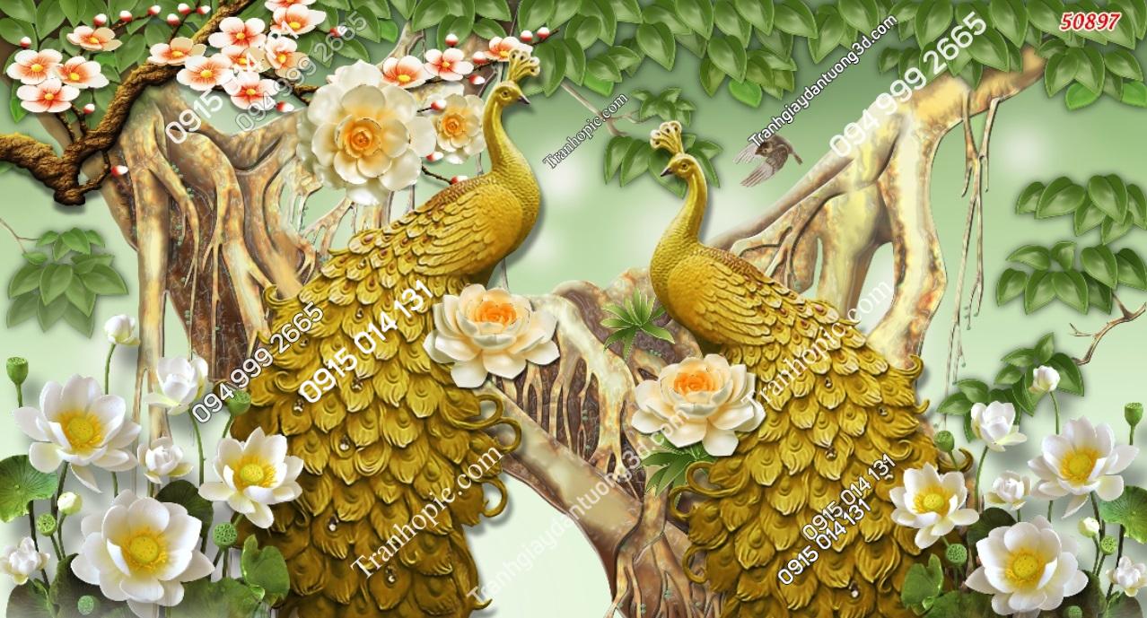 Tranh dán tường phu thê viên mãn phòng ngủ vợ chồng 50897