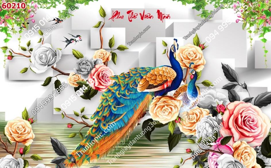Tranh dán tường phu thê viên mãn phòng ngủ vợ chồng 60210