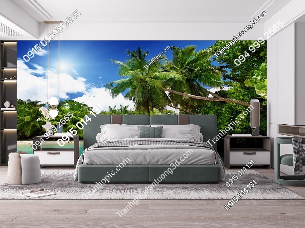 Tranh hẻm biền và dừa rợp bóng xanh mát dán phòng ngủ 34431