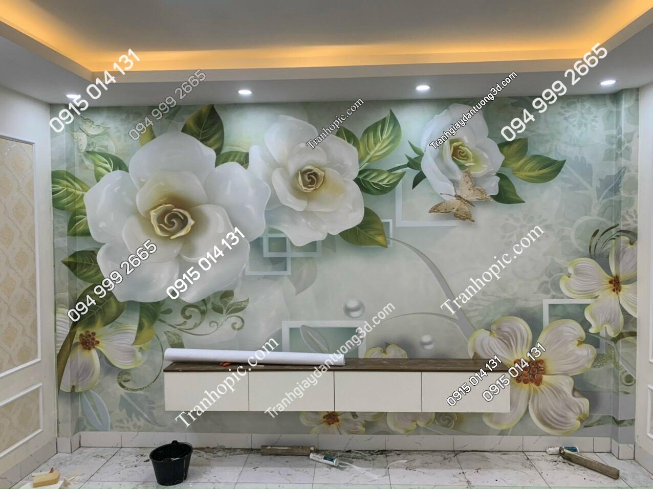 Tranh hoa giả ngọc 5D phòng khách