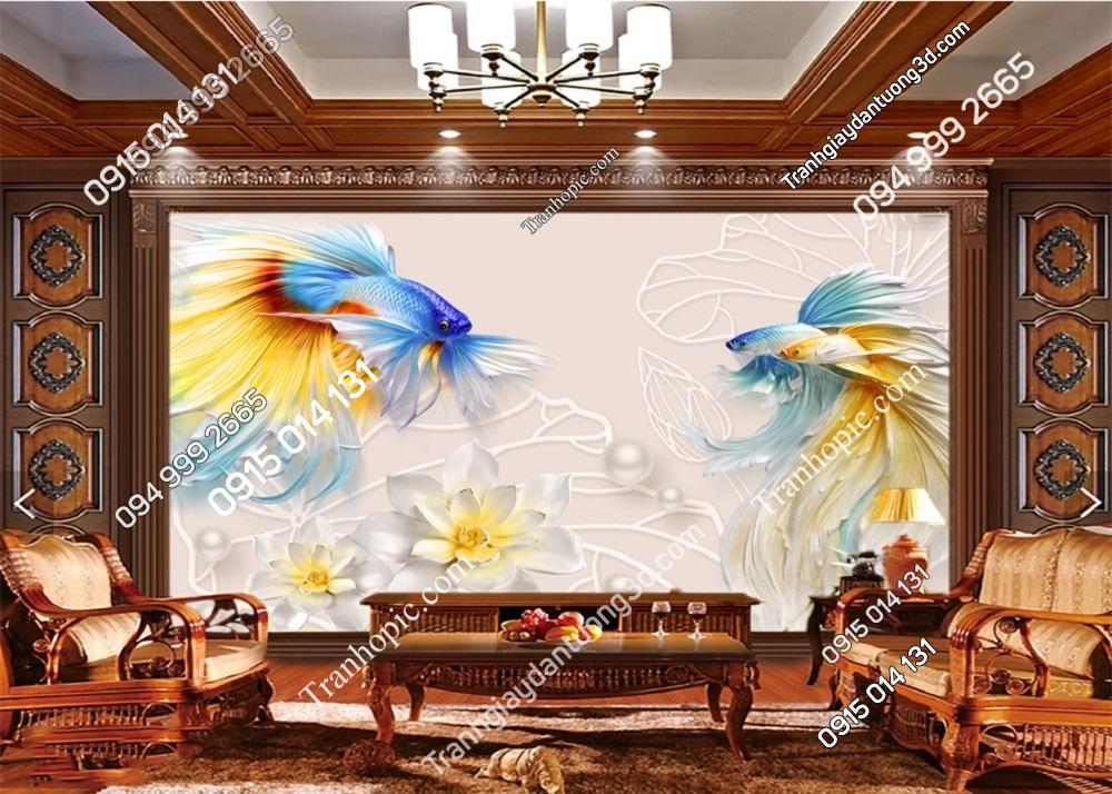 Tranh song ngư quần hội dán tường 51325