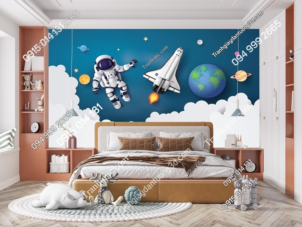 Tranh tàu và phi hành gia dán tường phòng ngủ 2130646636