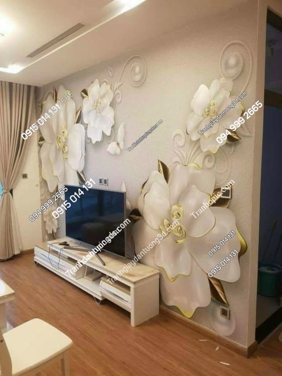 tranh dán tường hoa giả ngọc phòng khách