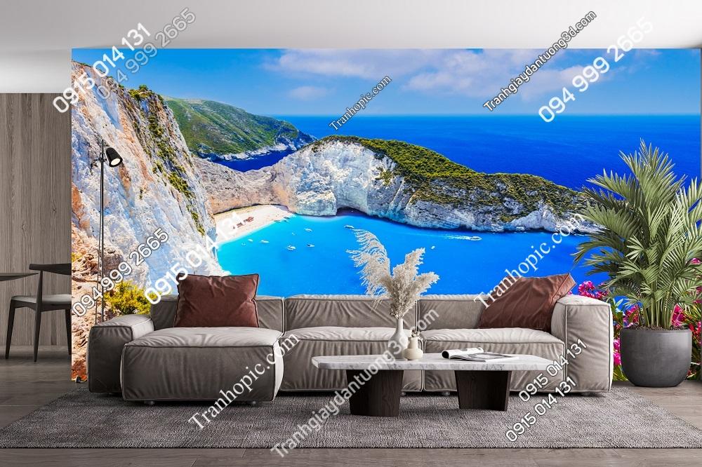 Tranh dán tường cảnh biển Zakynthos Hy Lạp đẹp 1955748667