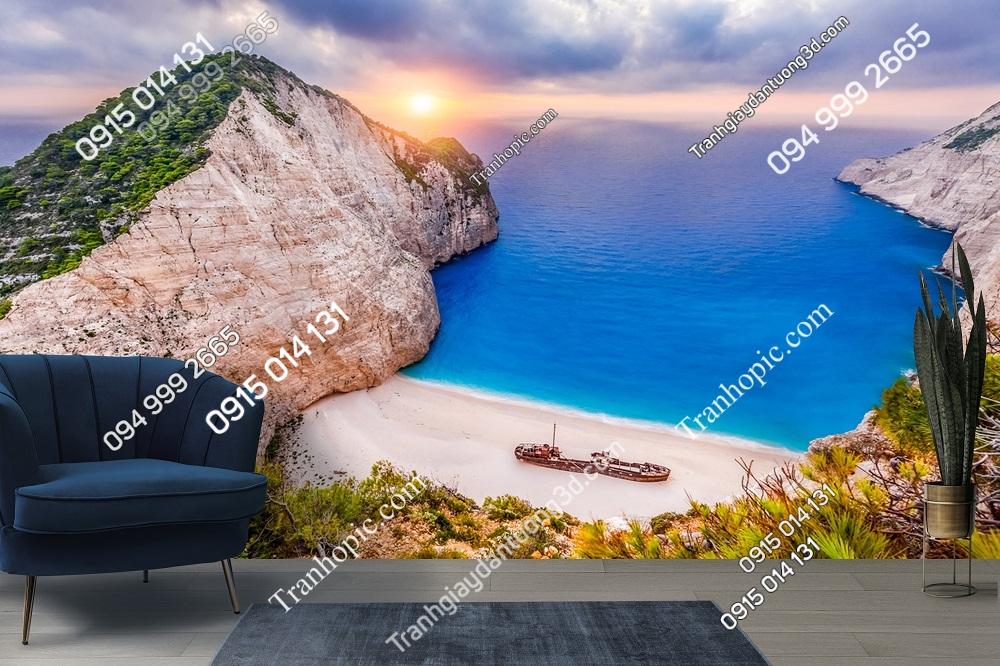 Tranh dán tường phong cảnh bờ biển đảo Zakynthos Hy Lạp đẹp 568520353
