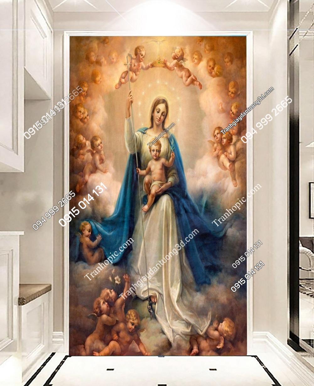 Tranh Dán Tường Đức Mẹ Maria Và Những Thiên Thần 2374542499