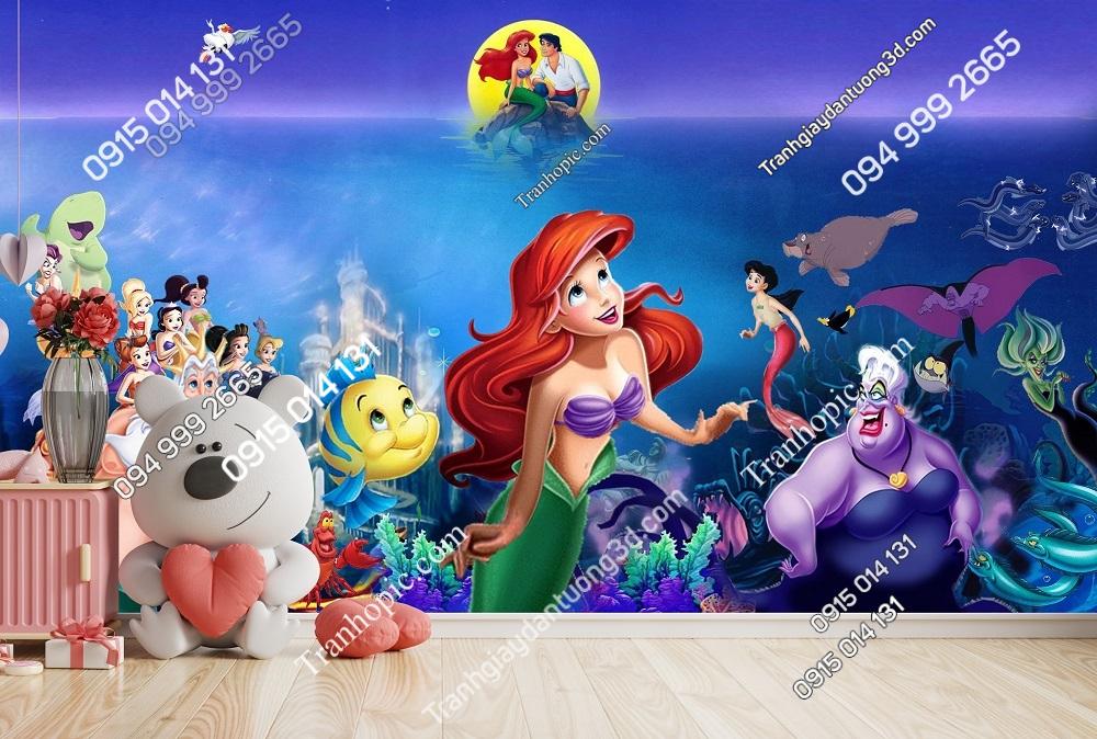 Tranh Nàng tiên cá Little Mermaid dán tường phòng bé 1097065