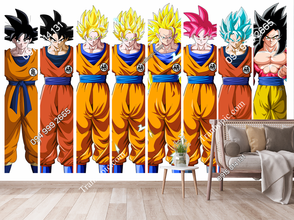 Tranh dán tường Các cấp độ Super Saiyan của Songoku 784027