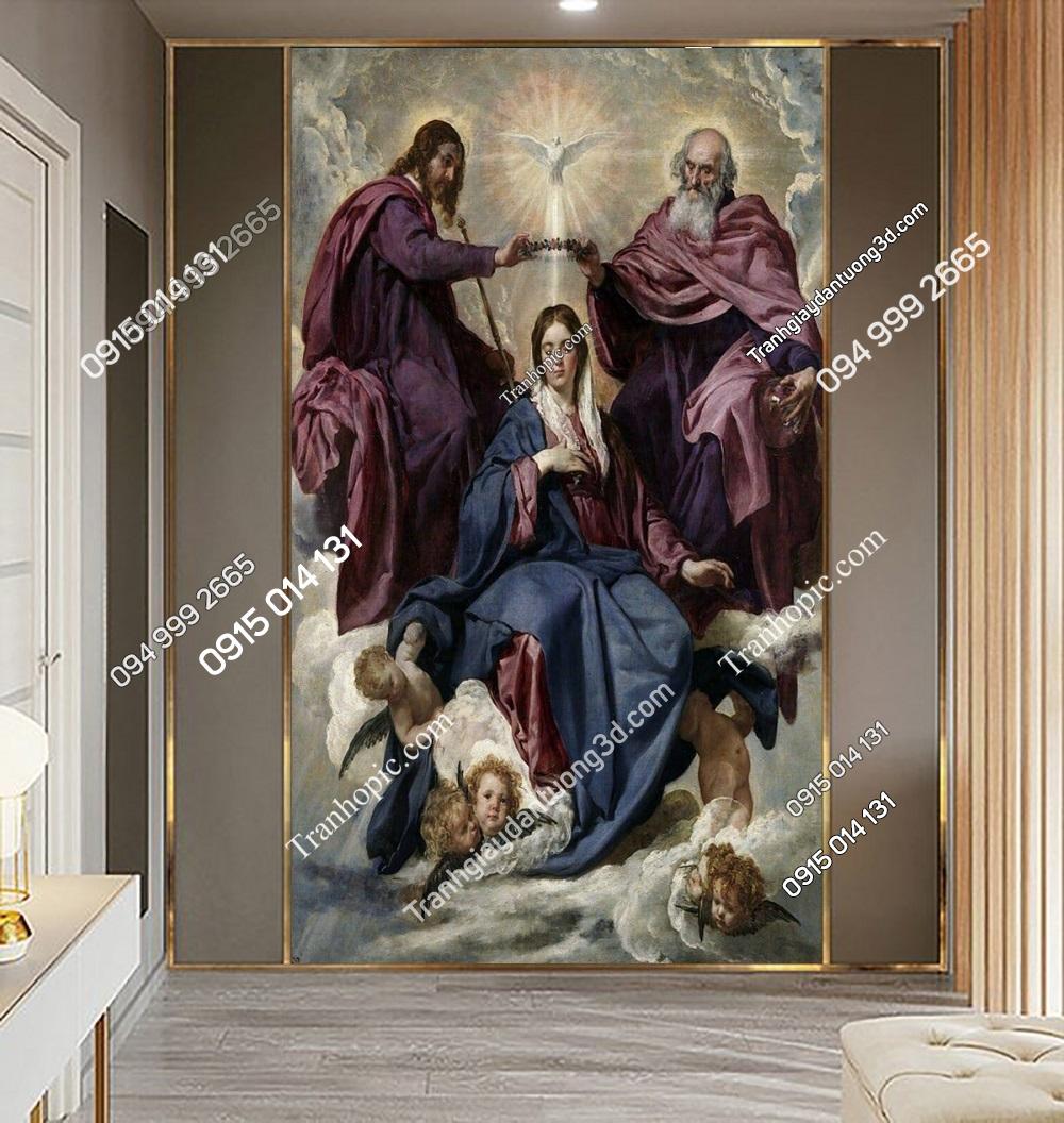 Tranh dán tường “Trao triều thiên cho Đức Trinh nữ Maria” của Velázquez 2G2GG0J