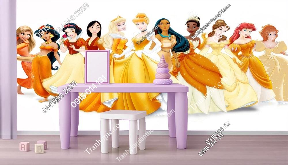 Tranh dán tường các công chúa váy cam disney 473915