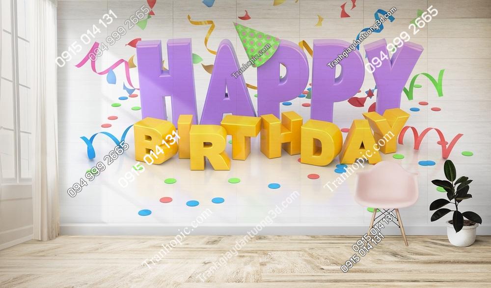 Tranh dán tường chữ Happy Birtday 3D 212863242
