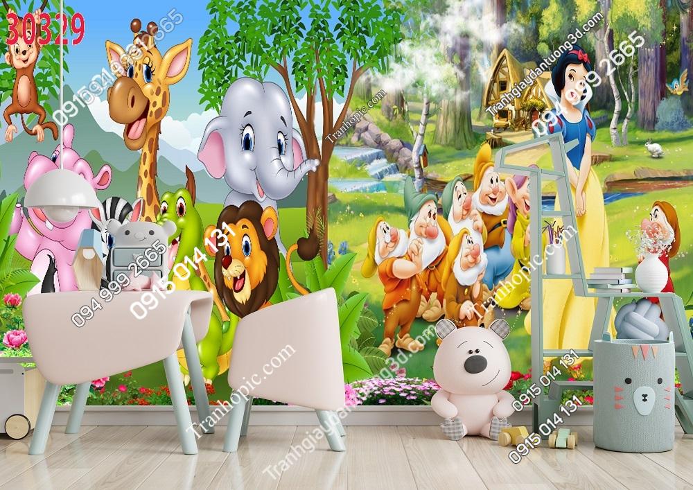 Tranh dán tường công chúa bạch tuyết và bảy chú lùn 30329