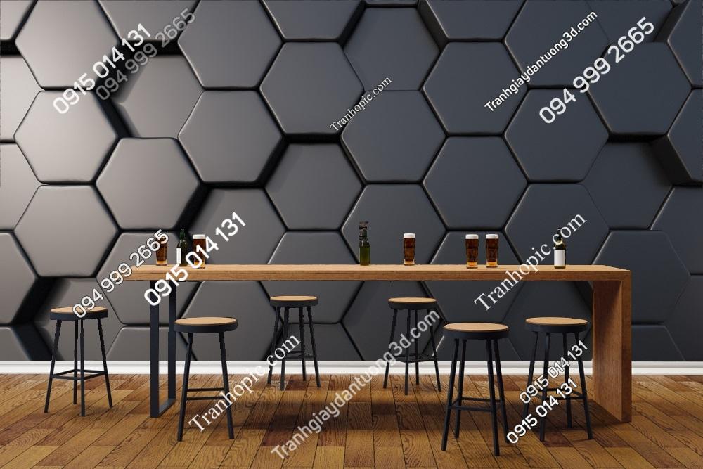 Tranh dán tường tổ ong lục giác đen 3D 485941833