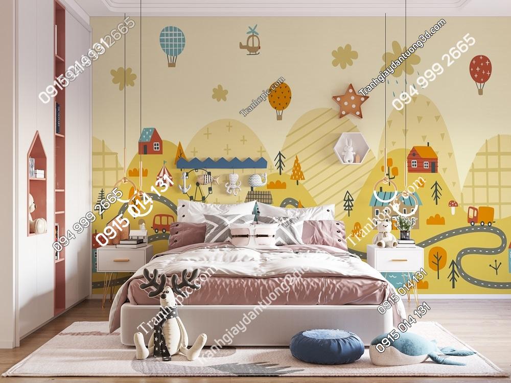 Tranh đường tàu uốn lượn quanh sườn núi tròn dán phòng bé 3117548272