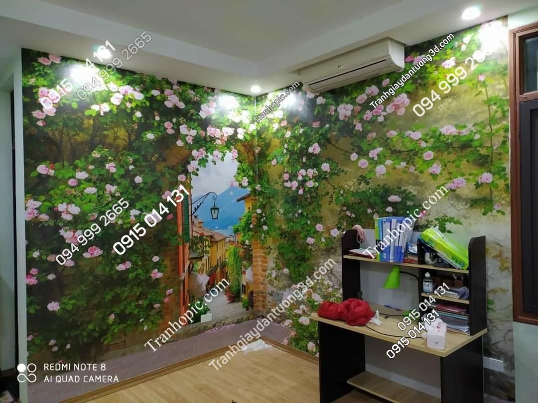 Tranh 3D tường hoa dây leo