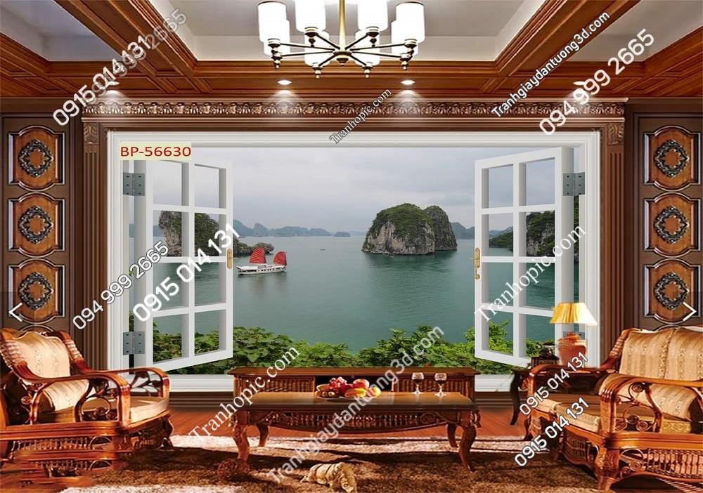 Tranh cửa sổ Vịnh Hạ Long dán tường 56630