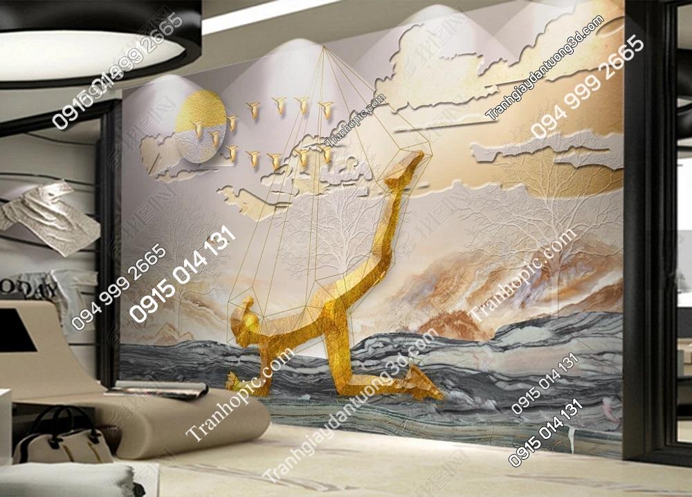 Tranh dán hình khắc vàng yoga 28720877