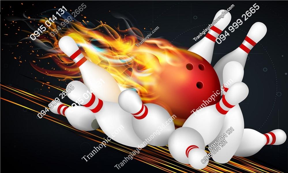 Tranh dán tường 3D hình quả bóng bowling đỏ 310733499