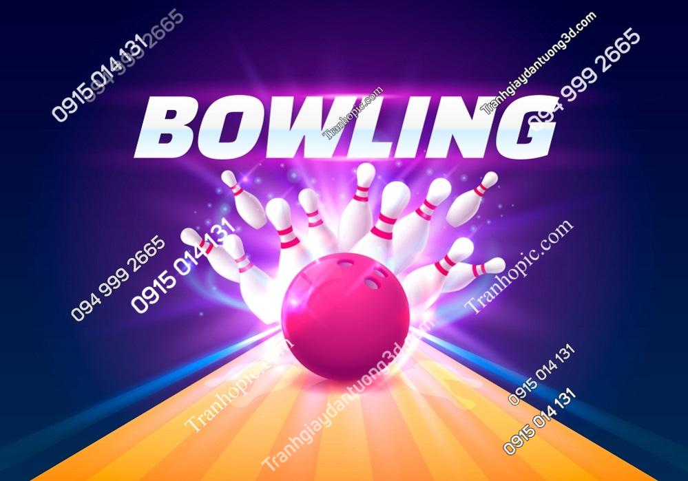 Tranh dán tường 3D hình quả bóng quán bowling đẹp 1329036795