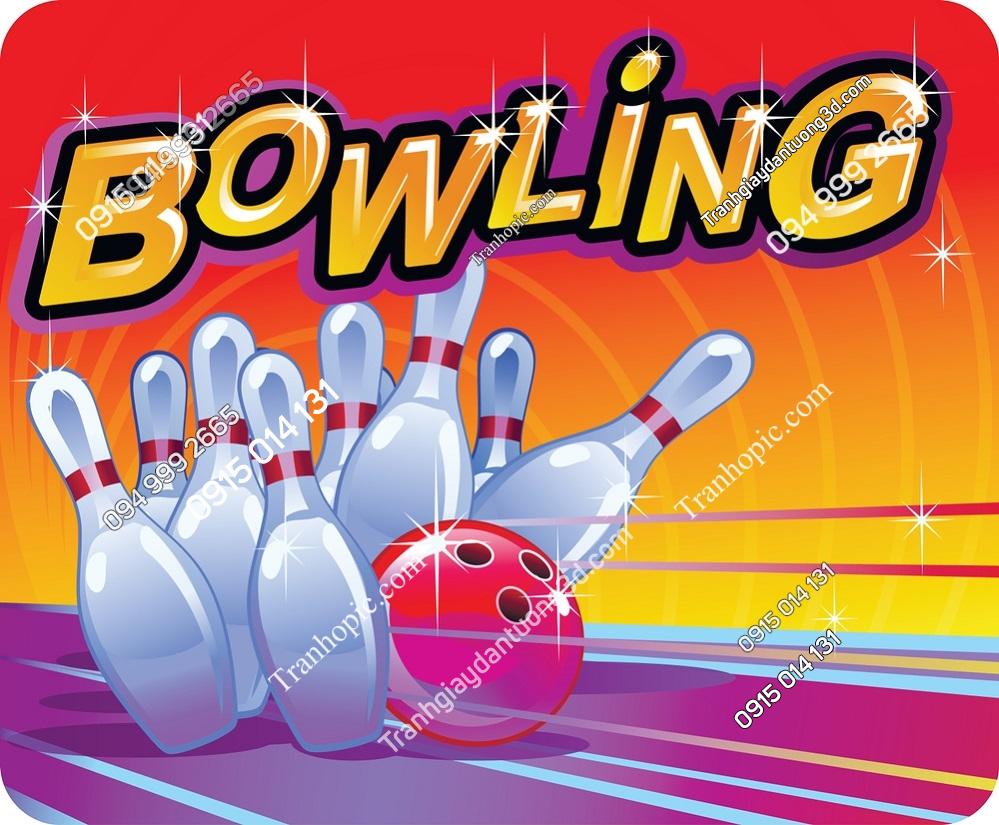 Tranh dán tường 3D hình quả bóng quán bowling đẹp 1423194777