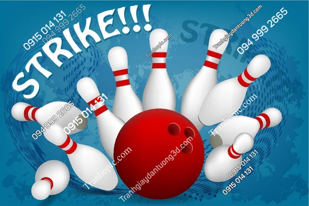 Tranh dán tường 3D hình quả bóng quán bowling đẹp 276989637