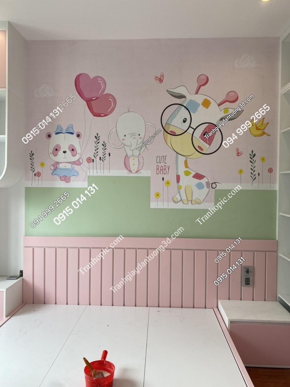 Tranh dán tường 3D phòng bé gái