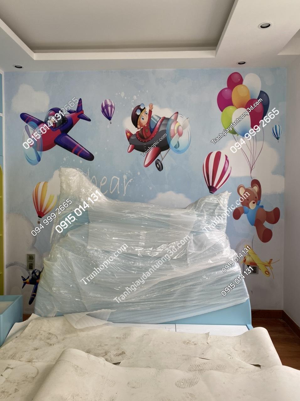Tranh dán tường 3D phòng bé trai đẹp