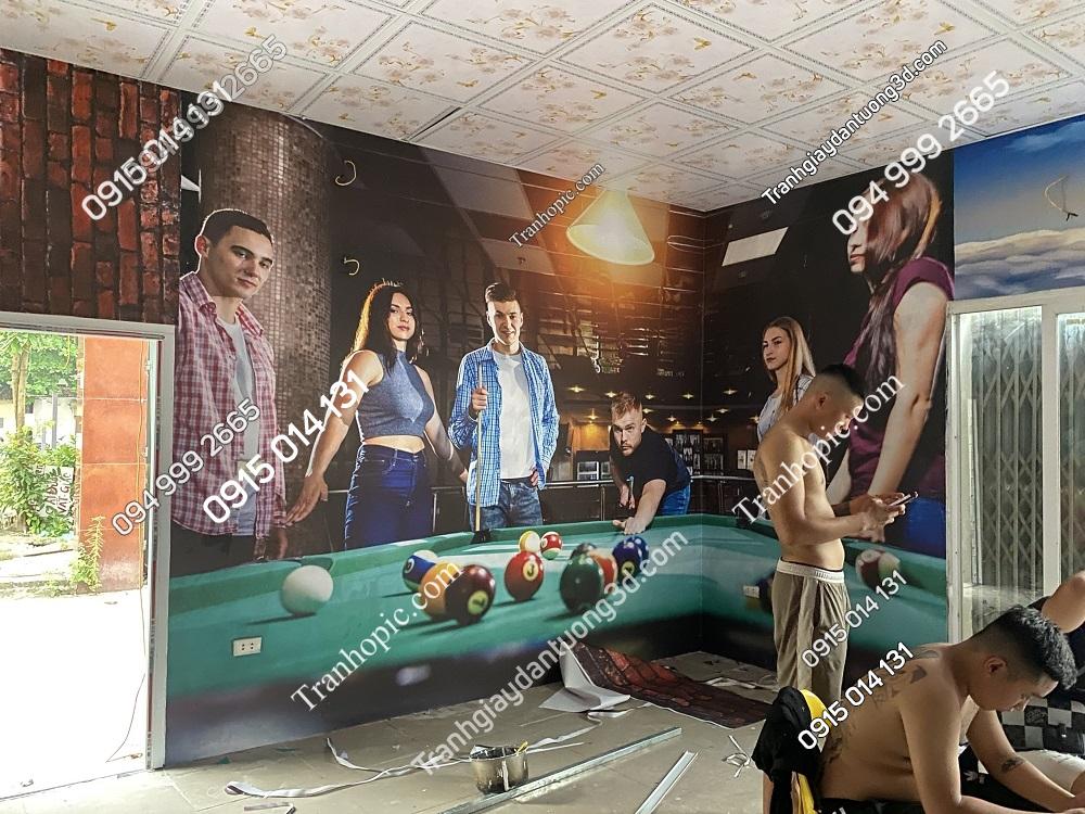 Tranh dán tường 3D quán bi-a đẹp